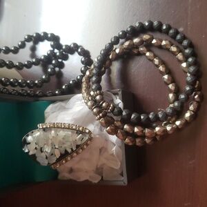 Bundle Hematite Necklace,Stacked Braclet& Ring.